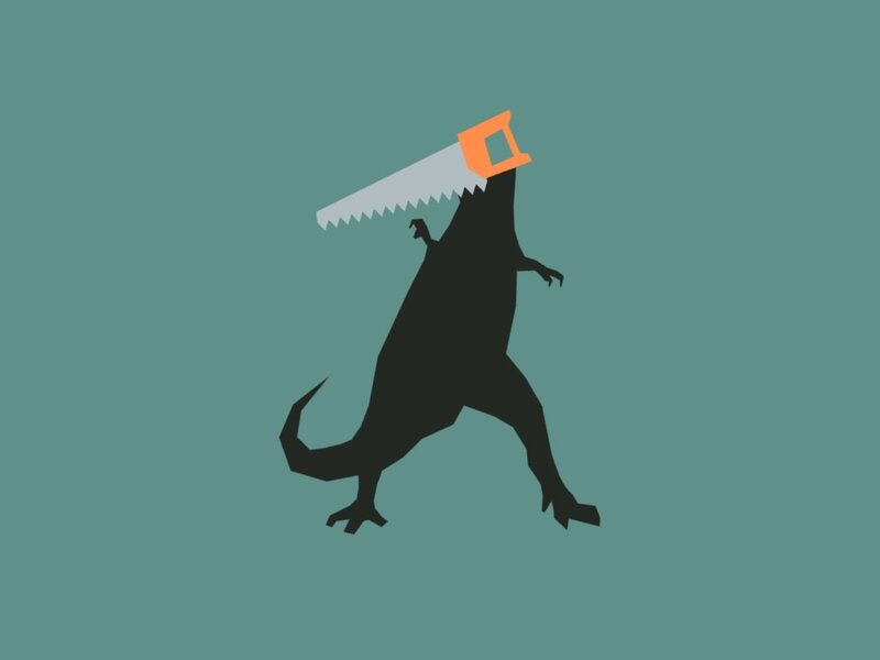 dinosaur with saw on head
