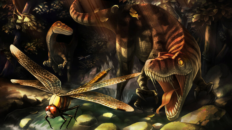 Dinosaurs and Dragonfly