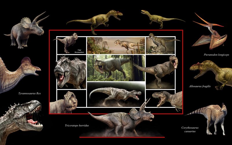 Dinosaurs and Pterosaur