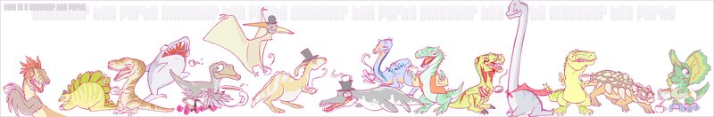 Dinosaurs at a tea party