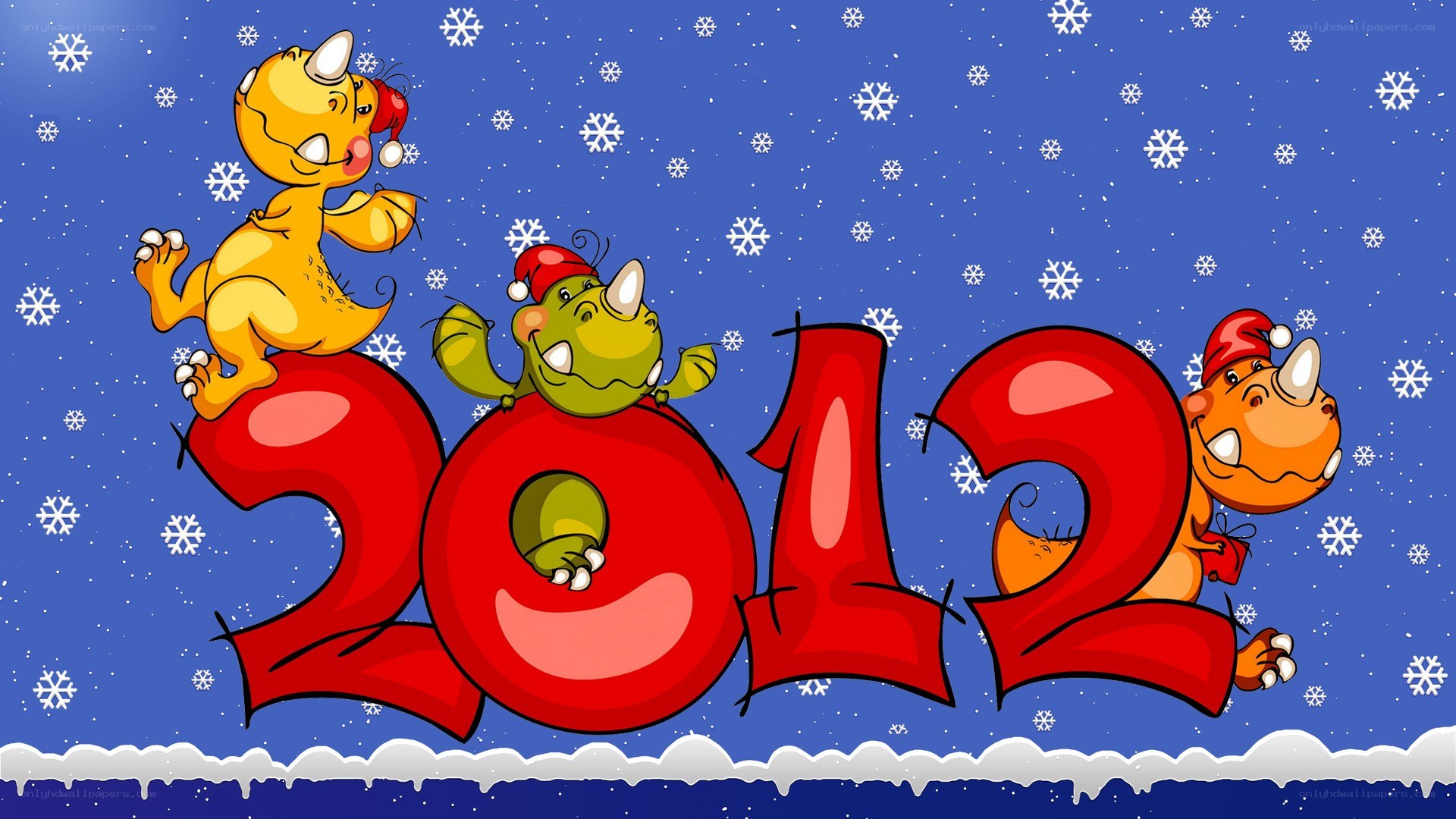 Dinosaurs celebrating new year