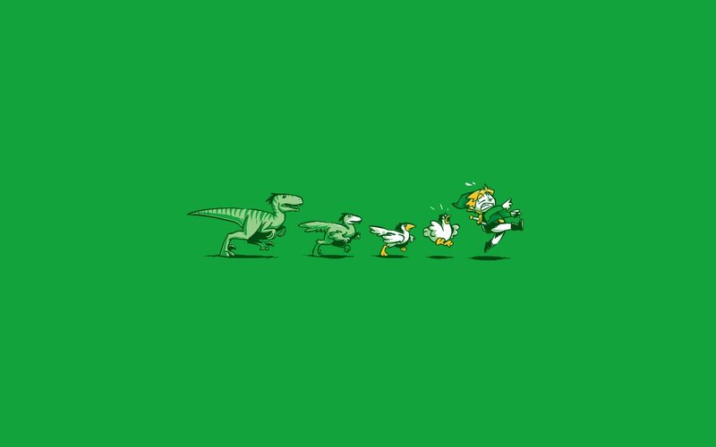 dinosaurs chasing a character
