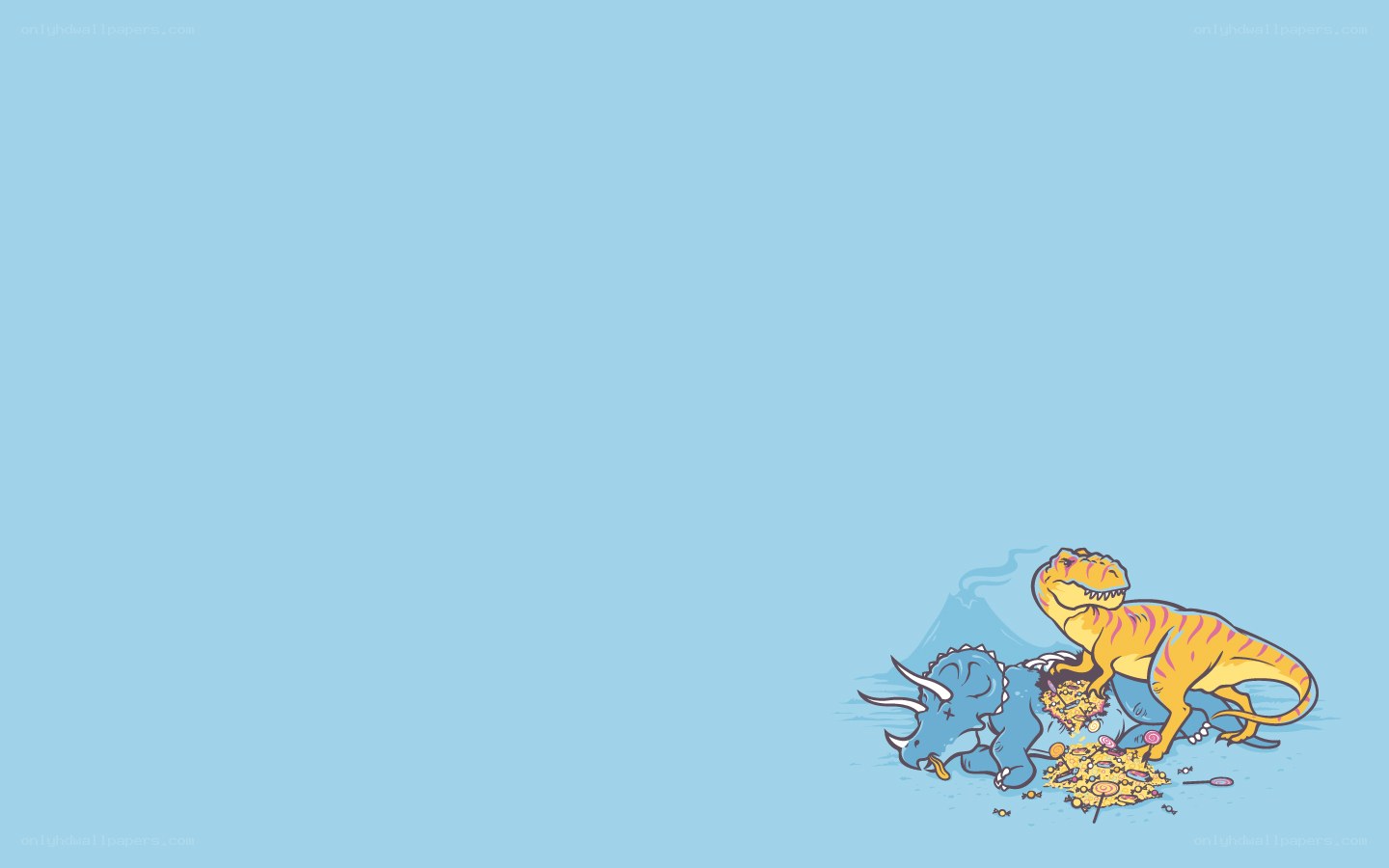 Dinosaurs eating candy