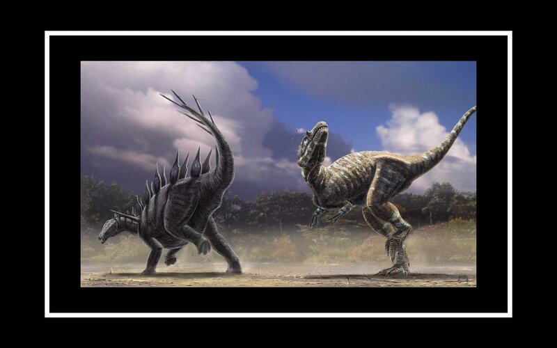 Dinosaurs Fighting — Gray