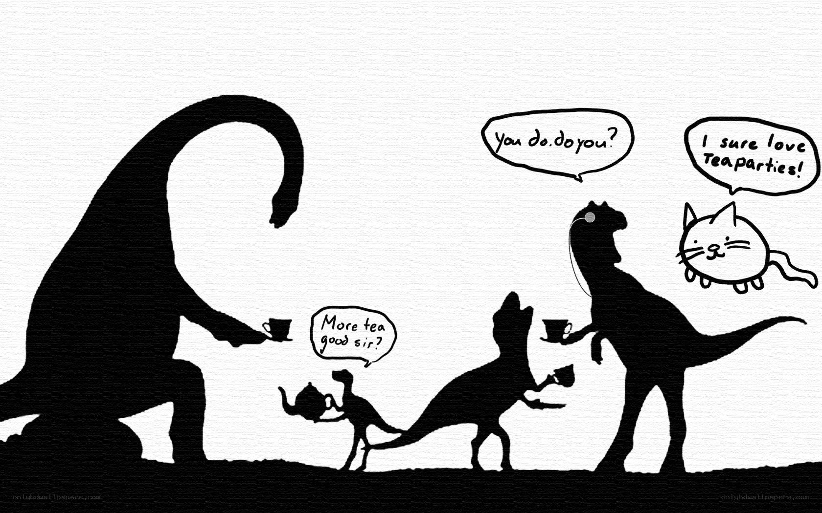 Dinosaurs having tea party