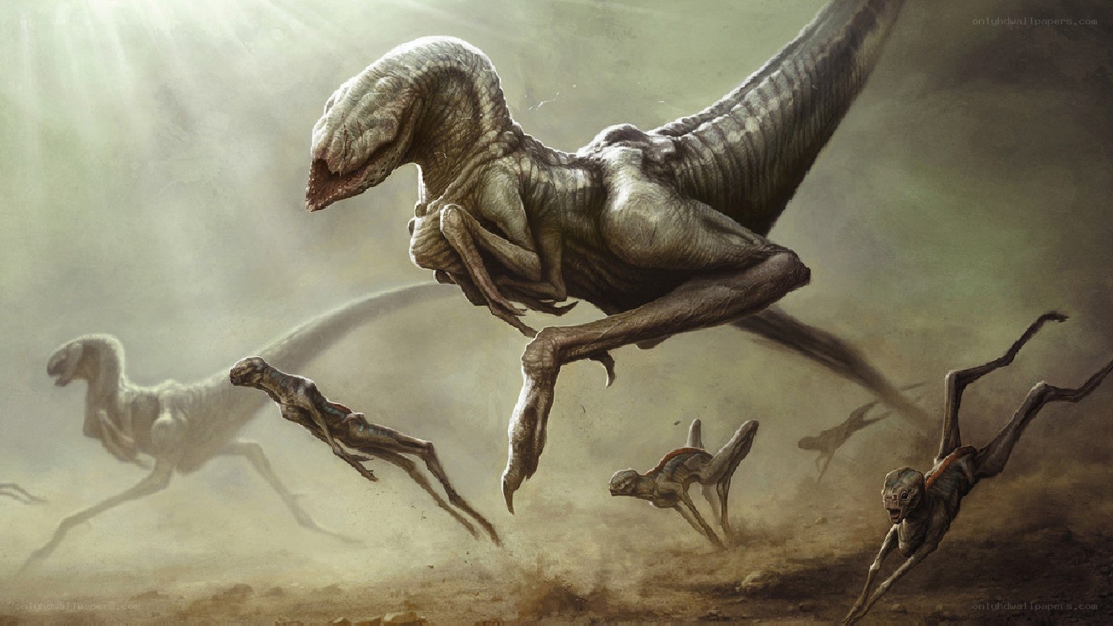 Dinosaurs in a dusty chase