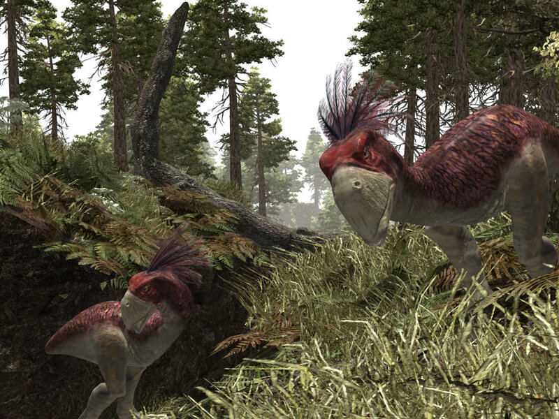 dinosaurs in a forest