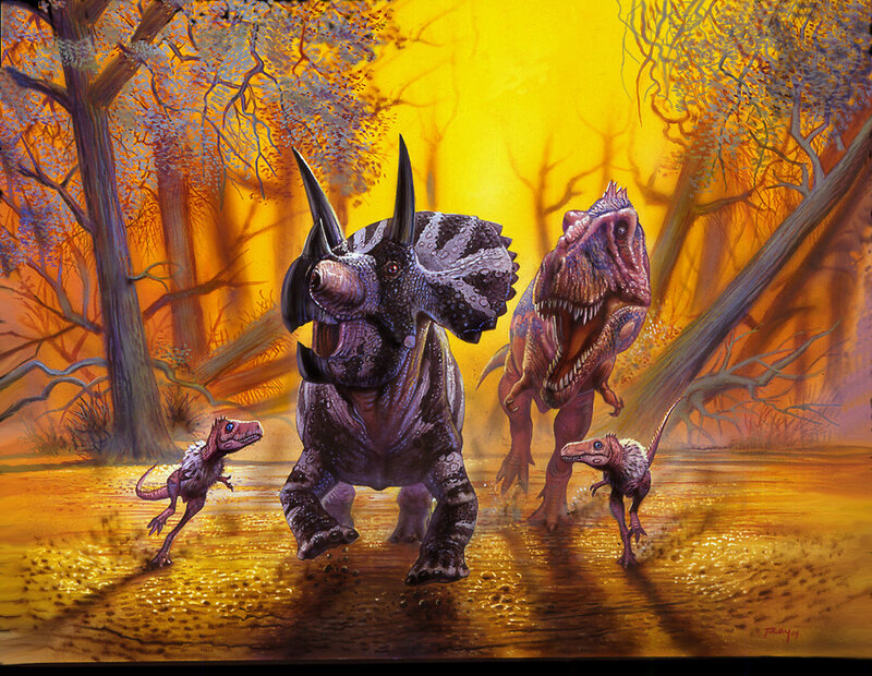 Dinosaurs in a forest