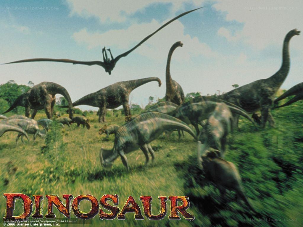 Dinosaurs in a prehistoric landscape