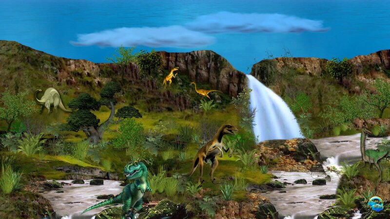 Dinosaurs in a Valley — Green, Natural