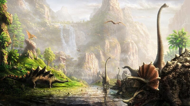 Dinosaurs in a Valley — Green