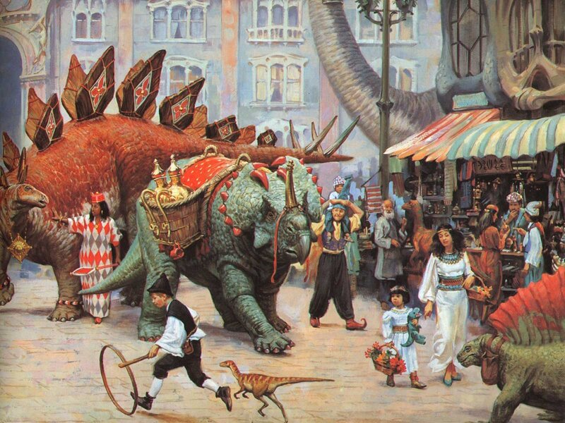 Dinosaurs in City