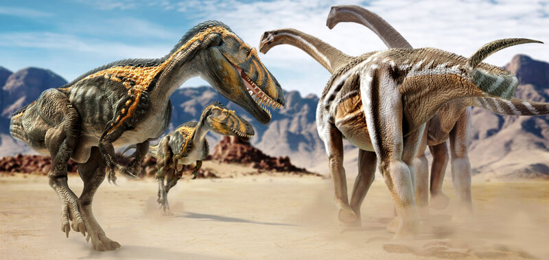 Dinosaurs in Desert — Brown