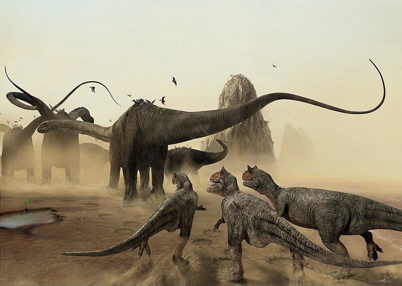 Dinosaurs in Desert