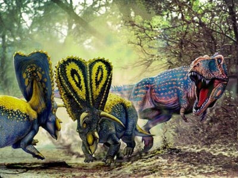 Dinosaurs in Forest — Blue