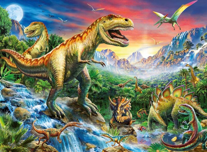 Dinosaurs in Jungle — Green, Dramatic