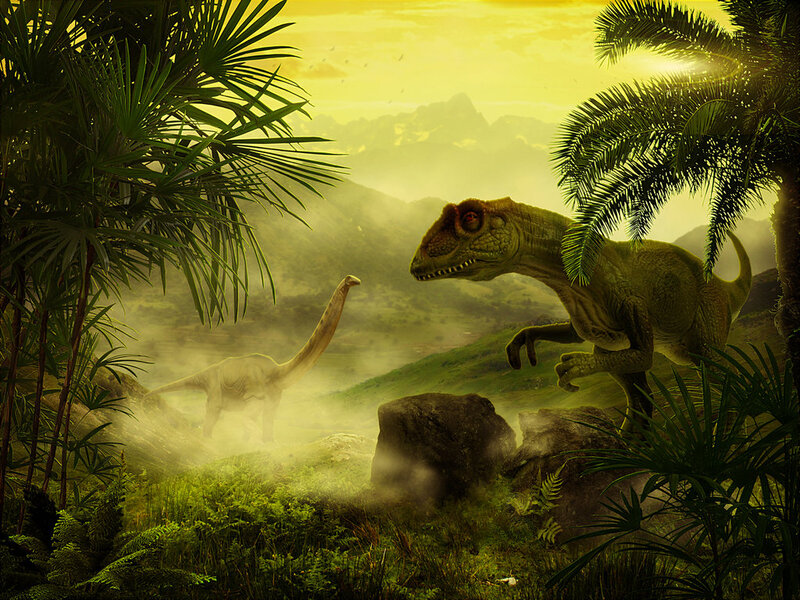 Dinosaurs in Jungle — Green
