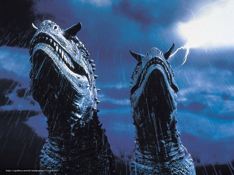 Dinosaurs in storm