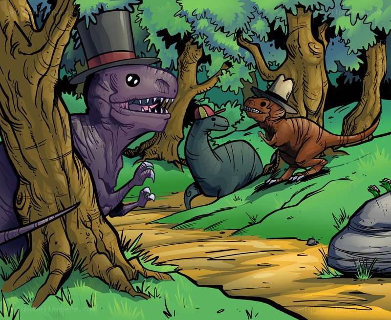Dinosaurs in the forest