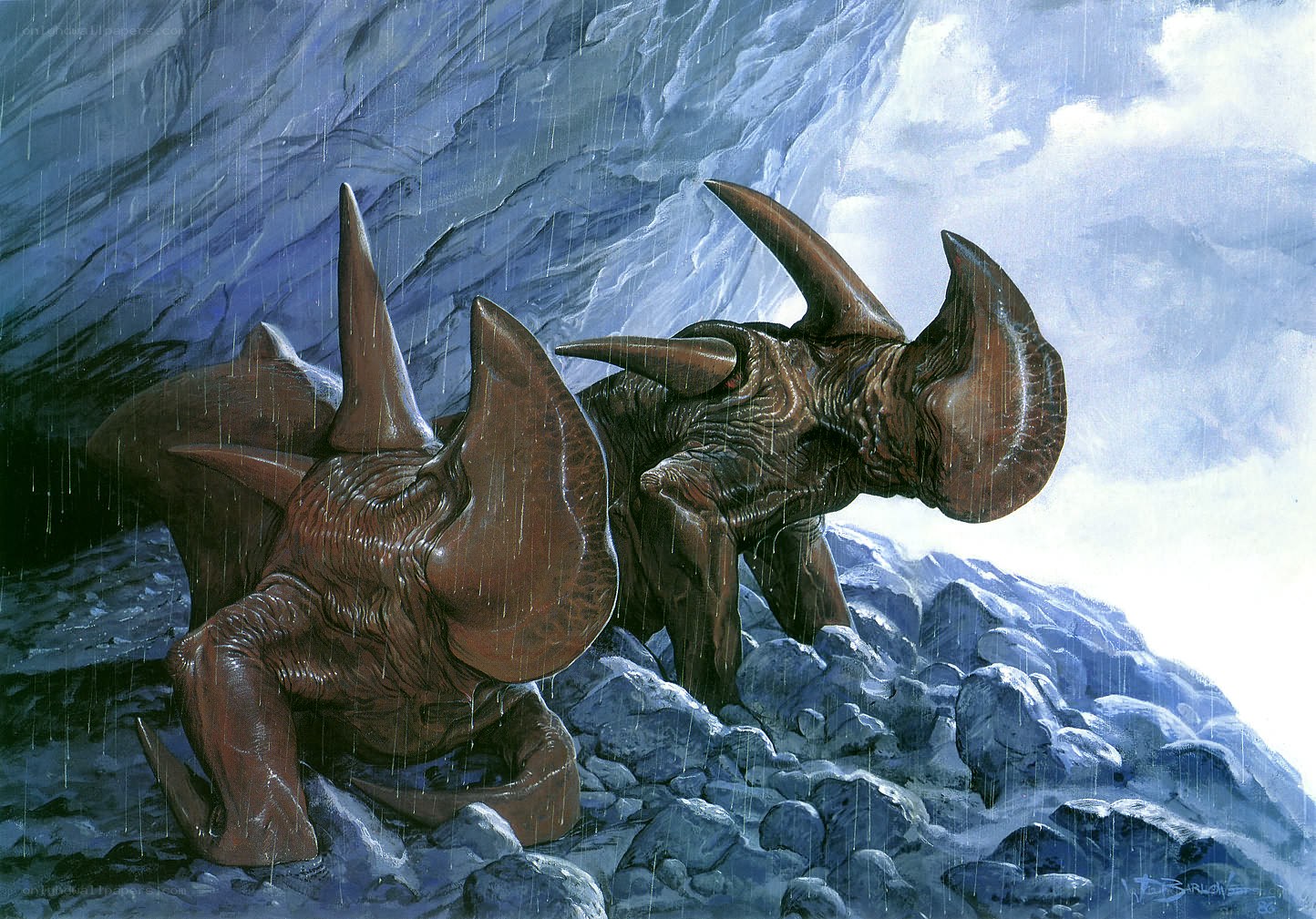 Dinosaurs in the rain