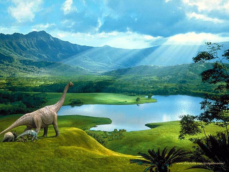 Dinosaurs in Valley — Green, Serene