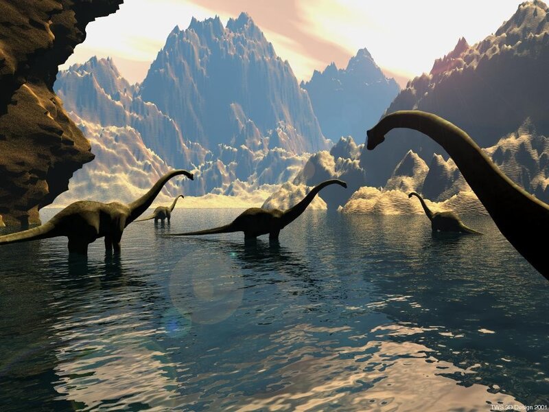 Dinosaurs in Water — Blue