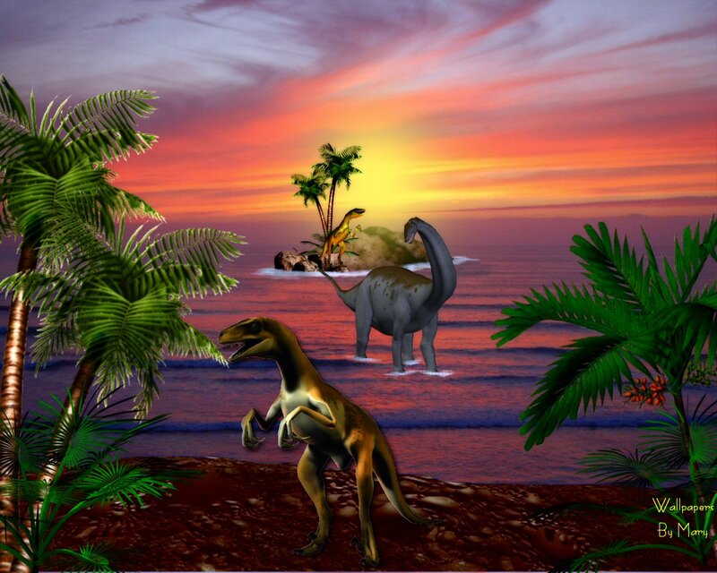 Dinosaurs on a Beach — Orange