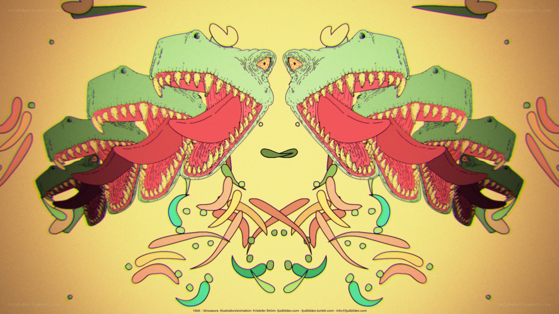 Dinosaurs with open mouths
