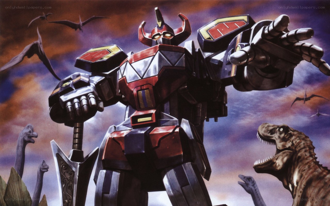 Dinozord robot in prehistoric setting