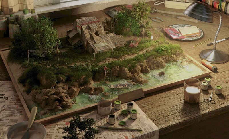 Diorama of River Scene