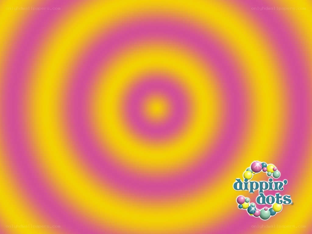 Dippin' Dots logo on swirl background
