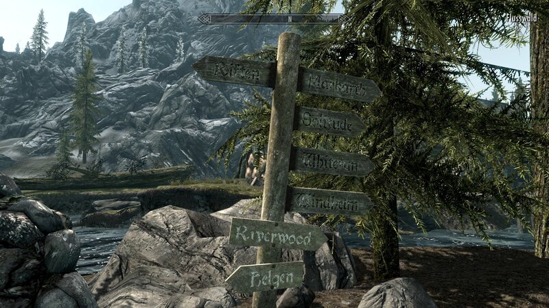 Directional sign in a mountainous region
