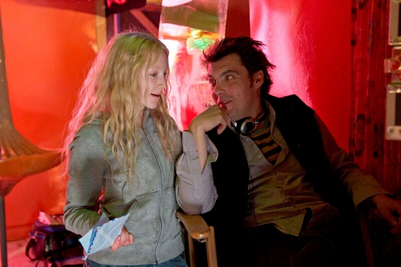 Director and actress on set