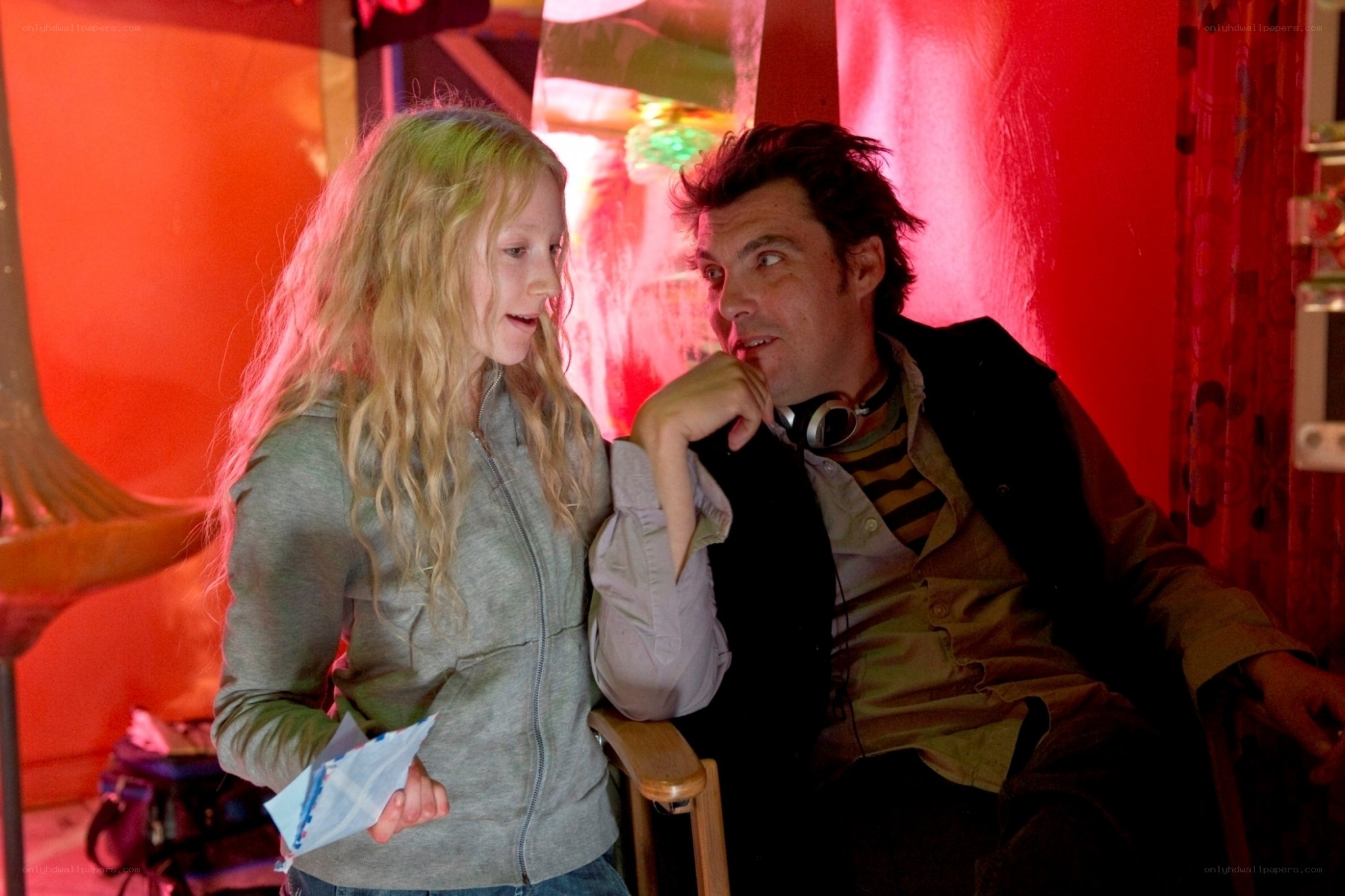 Director and actress on set