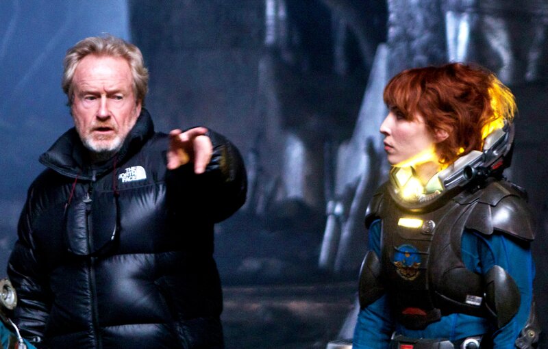 Director on film set with actress