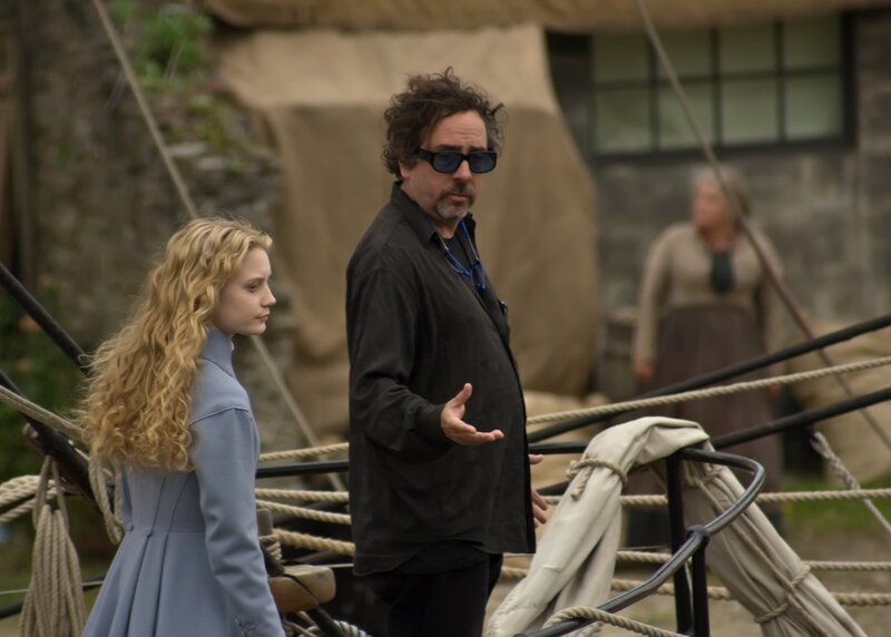 Director on film set with actress
