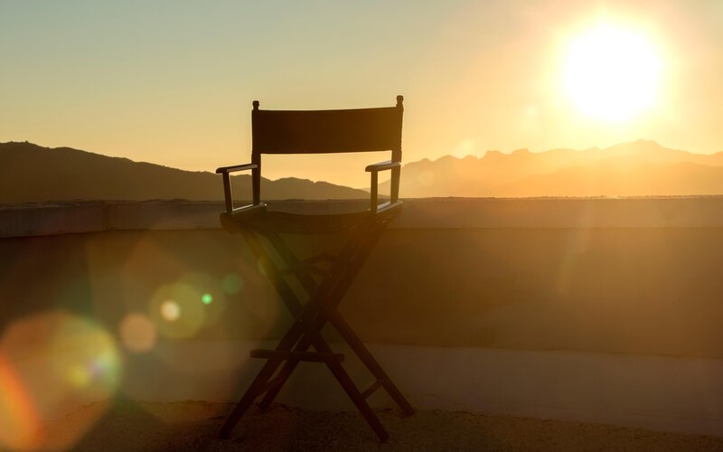 Director's chair at sunset