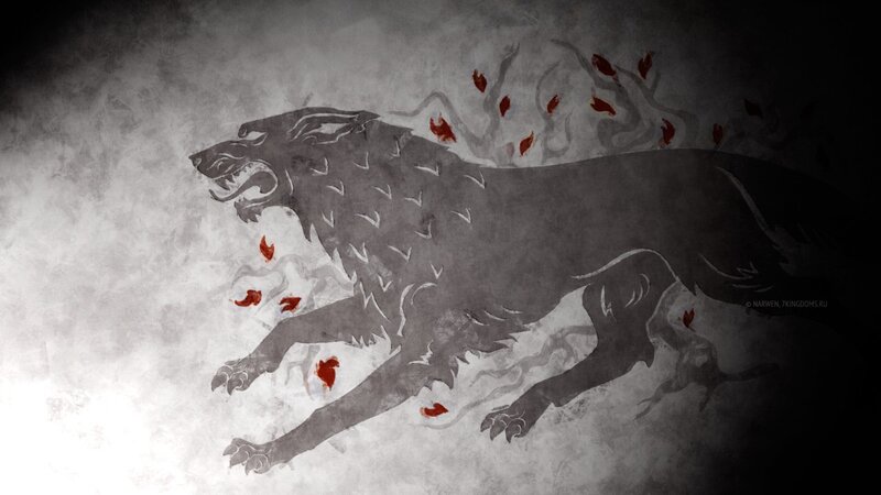 Direwolf with red leaves