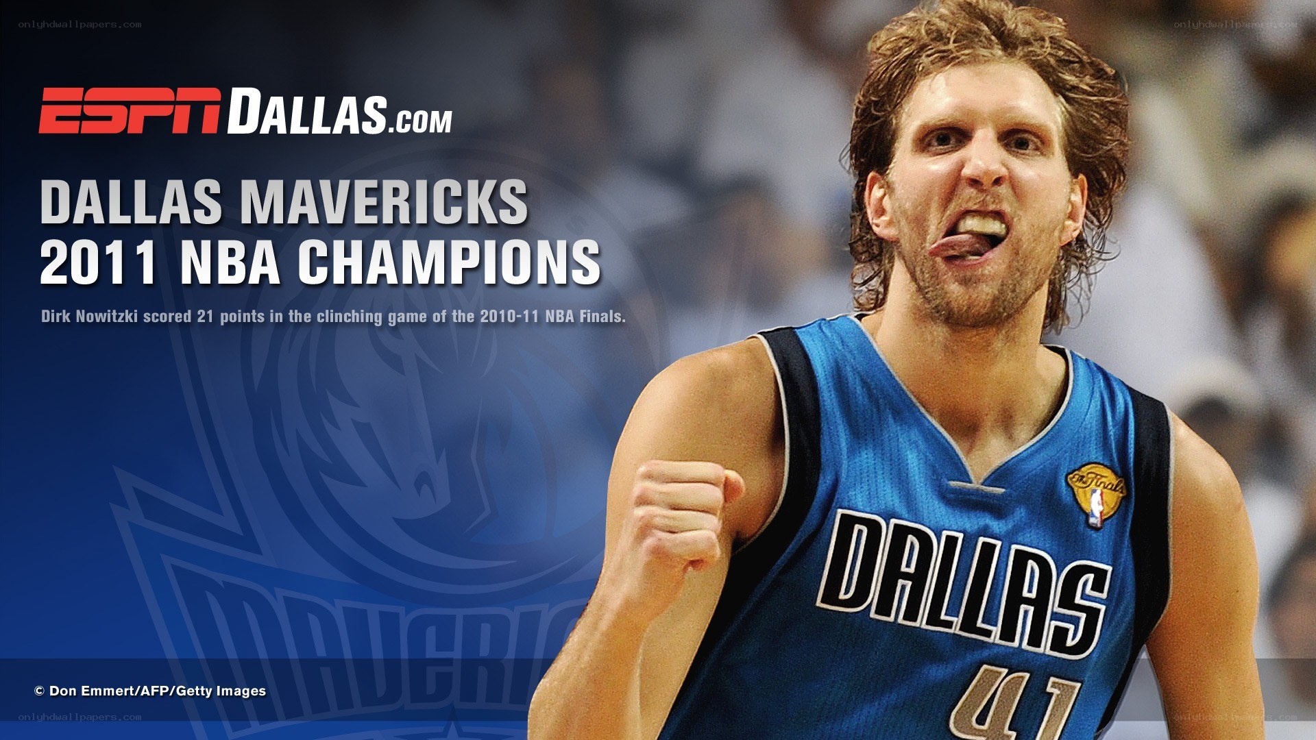 Dirk Nowitzki celebrates Mavericks win