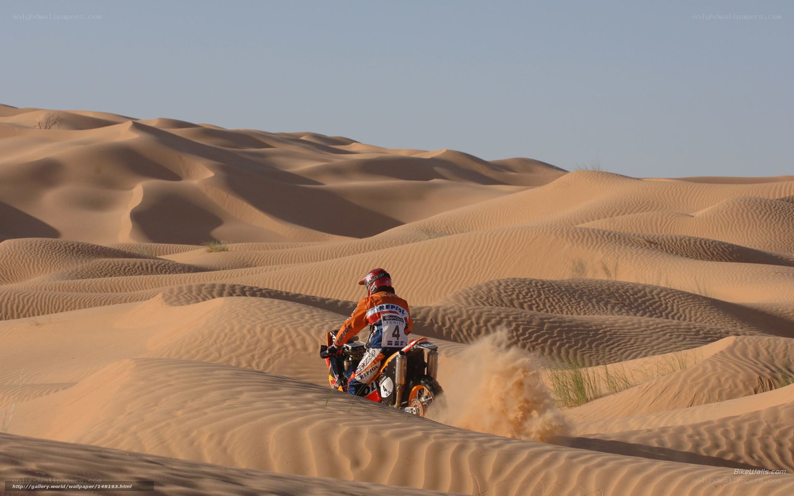 Dirt bike rider in desert