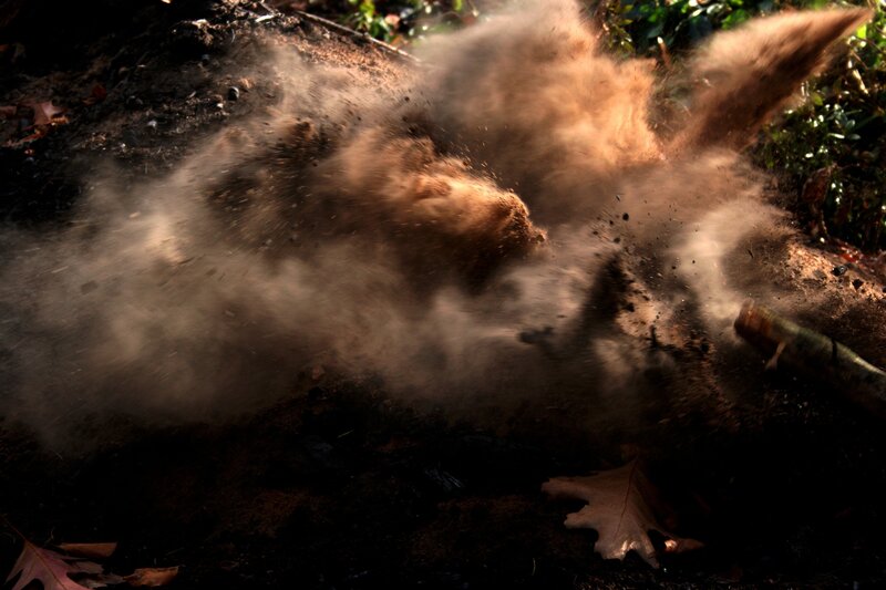 Dirt Explosion on Ground