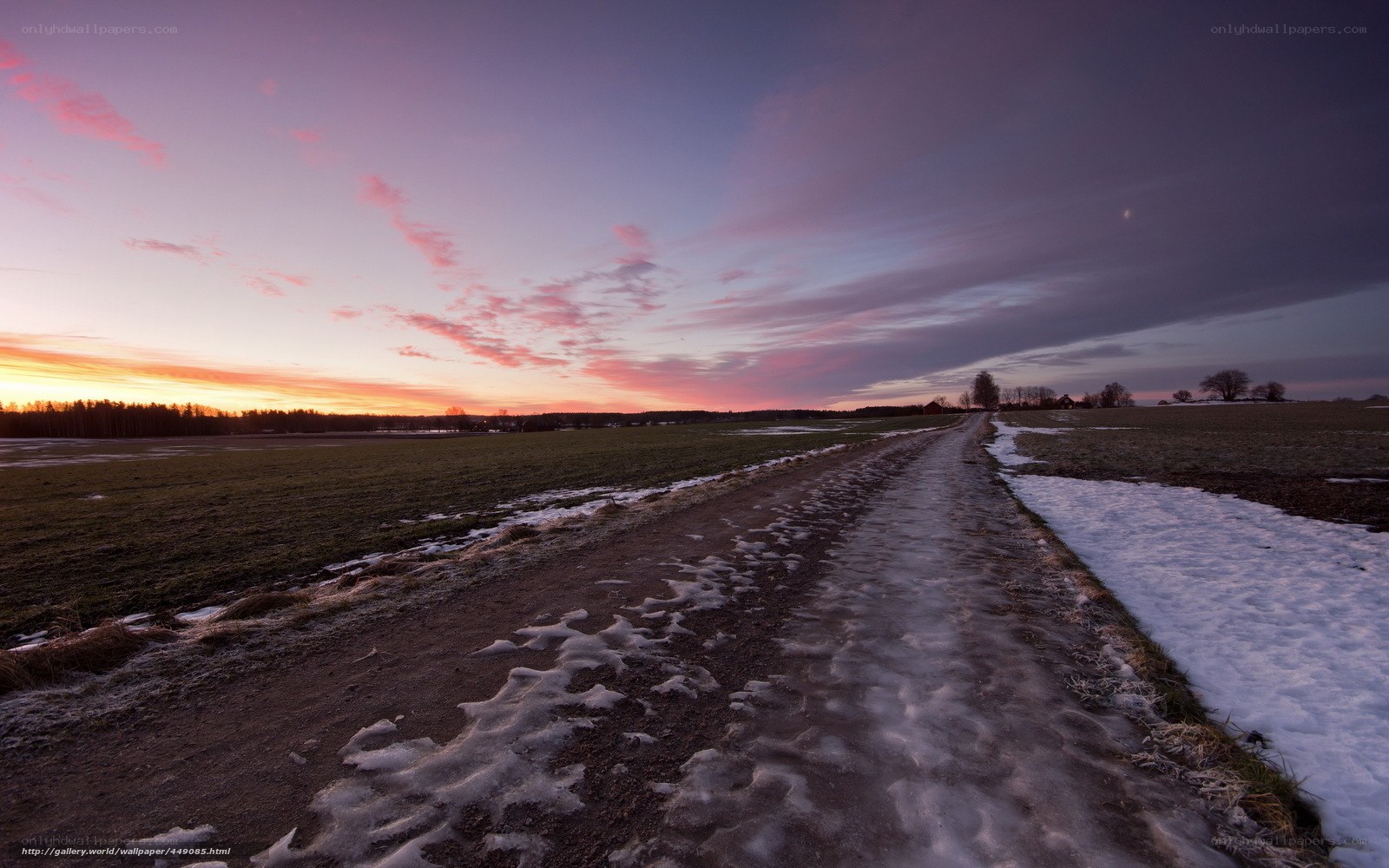 Dirt path at sunset