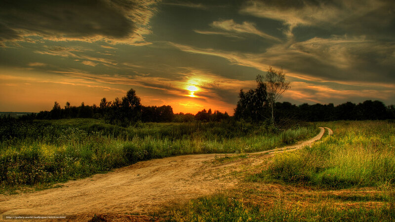 Dirt path at sunset