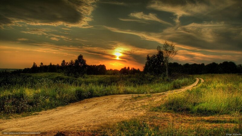 Dirt path at sunset