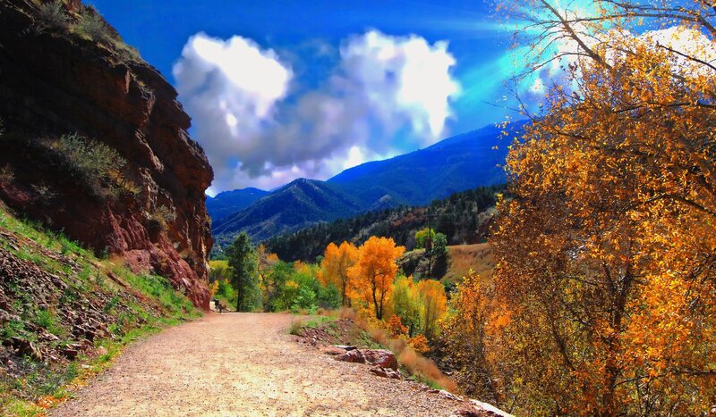 Dirt Path in Canyon — Blue, Serene
