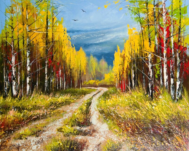 Dirt Path in Forest — Yellow, Serene, Autumn