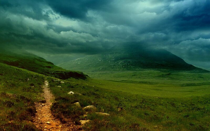 Dirt Path in Green Hills — Dramatic