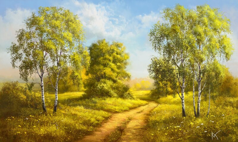 Dirt Path in Meadow — Yellow