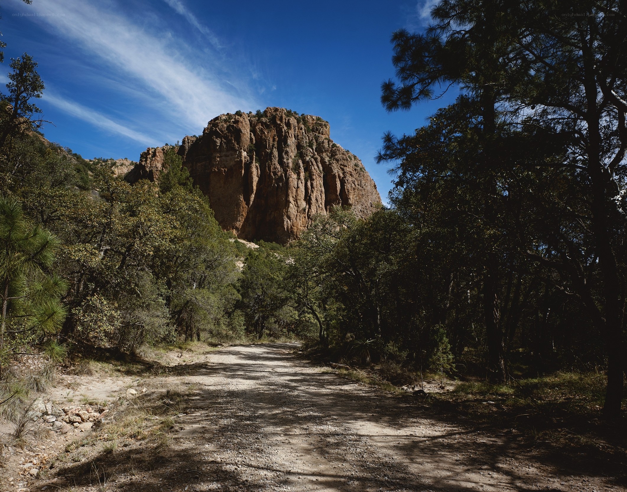 Dirt path leading to a rocky cliff