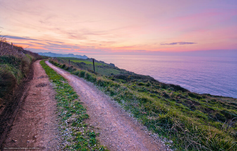 Dirt Path on Cliff — Pink, Serene, Sunset